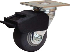 Hamilton - 4" Diam x 2" Wide x 5-5/8" OAH Top Plate Mount Swivel Caster - Rubber Mold on Polyolefin, 300 Lb Capacity, Straight Roller Bearing, 4 x 4-1/2" Plate - USA Tool & Supply