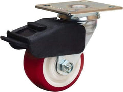 Hamilton - 4" Diam x 2" Wide x 5-5/8" OAH Top Plate Mount Swivel Caster - Polyurethane Mold on Polypropylene, 750 Lb Capacity, Straight Roller Bearing, 4 x 4-1/2" Plate - USA Tool & Supply