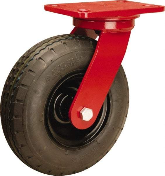 Hamilton - 8" Diam, Rubber Swivel Caster - 330 Lb Capacity, Top Plate Mount, 4-1/2" x 6-1/2" Plate, Sealed Precision Ball Bearing - USA Tool & Supply