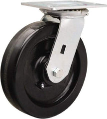 Hamilton - 8" Diam x 2" Wide x 9-1/2" OAH Top Plate Mount Swivel Caster - Phenolic, 1,400 Lb Capacity, Straight Roller Bearing, 4-1/2 x 6-1/4" Plate - USA Tool & Supply