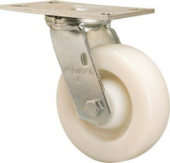 Hamilton - 6" Diam x 2" Wide x 7-1/2" OAH Top Plate Mount Swivel Caster - Nylon, 900 Lb Capacity, Sealed Precision Ball Bearing, 4-1/2 x 6-1/4" Plate - USA Tool & Supply