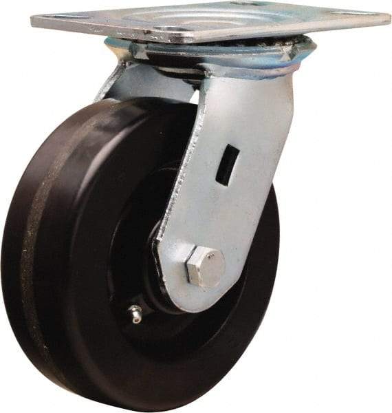 Hamilton - 6" Diam x 2" Wide x 7-1/2" OAH Top Plate Mount Swivel Caster - Phenolic, 1,200 Lb Capacity, Straight Roller Bearing, 4-1/2 x 6-1/4" Plate - USA Tool & Supply