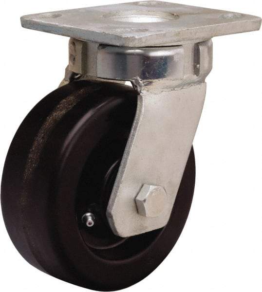 Hamilton - 5" Diam x 2" Wide x 7" OAH Top Plate Mount Swivel Caster - Phenolic, 1,000 Lb Capacity, Straight Roller Bearing, 4 x 4-1/2" Plate - USA Tool & Supply