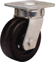 Hamilton - 5" Diam x 2" Wide x 7" OAH Top Plate Mount Swivel Caster - Phenolic, 1,000 Lb Capacity, Straight Roller Bearing, 4 x 4-1/2" Plate - USA Tool & Supply