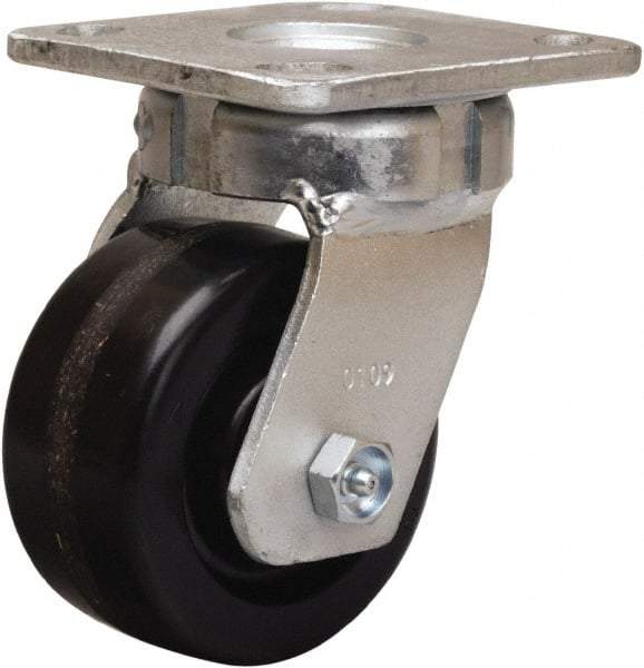Hamilton - 4" Diam x 2" Wide x 5-5/8" OAH Top Plate Mount Swivel Caster - Phenolic, 800 Lb Capacity, Straight Roller Bearing, 4 x 4-1/2" Plate - USA Tool & Supply