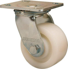 Hamilton - 4" Diam x 2" Wide x 5-5/8" OAH Top Plate Mount Swivel Caster - Nylon, 800 Lb Capacity, Sealed Precision Ball Bearing, 4 x 4-1/2" Plate - USA Tool & Supply