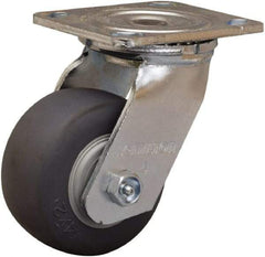 Hamilton - 4" Diam x 2" Wide x 5-5/8" OAH Top Plate Mount Swivel Caster - Rubber Mold on Polyolefin, 300 Lb Capacity, Straight Roller Bearing, 4 x 4-1/2" Plate - USA Tool & Supply