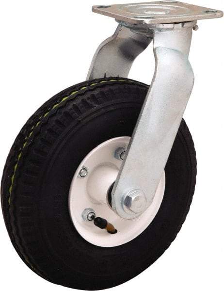 Hamilton - 8" Diam, Rubber Swivel Caster - 320 Lb Capacity, Top Plate Mount, 4" x 4-1/2" Plate, Precision Ball Bearing - USA Tool & Supply