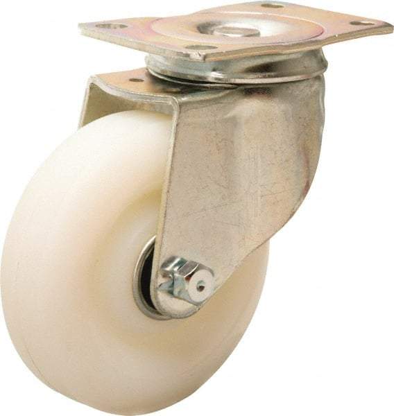 Hamilton - 5" Diam x 1-1/4" Wide x 6-1/16" OAH Top Plate Mount Swivel Caster - Nylon, 325 Lb Capacity, Sealed Ball Bearing, 2-1/2 x 3-3/4" Plate - USA Tool & Supply