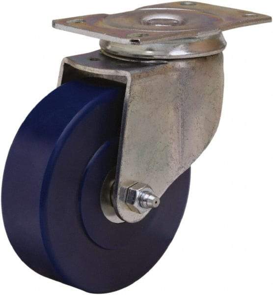 Hamilton - 4" Diam x 1-1/4" Wide x 5" OAH Top Plate Mount Swivel Caster - Polyurethane, 325 Lb Capacity, Straight Roller Bearing, 2-1/2 x 3-3/4" Plate - USA Tool & Supply