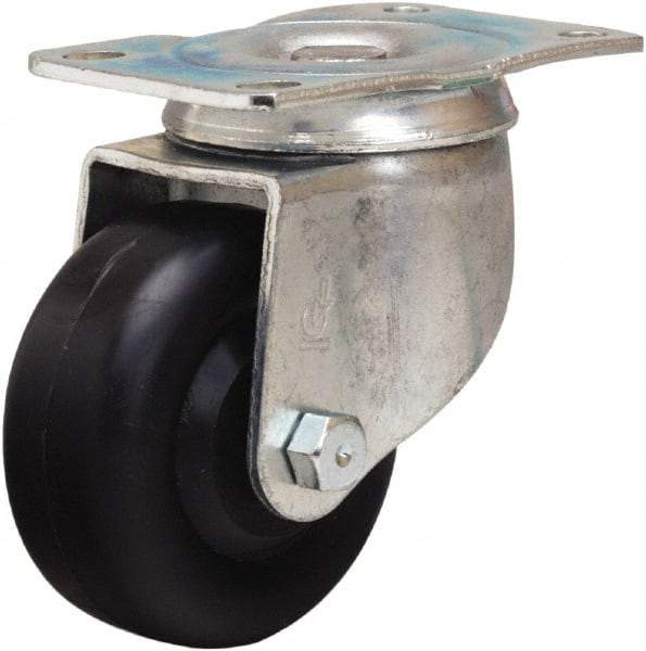 Hamilton - 3" Diam x 1-3/8" Wide x 4" OAH Top Plate Mount Swivel Caster - Polyolefin, 230 Lb Capacity, Plain Bore Bearing, 2-1/2 x 3-3/4" Plate - USA Tool & Supply