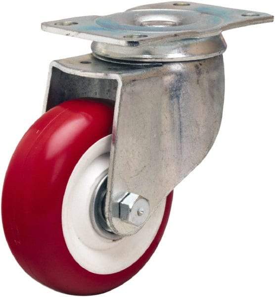 Hamilton - 3-1/2" Diam x 1-3/8" Wide x 4-13/16" OAH Top Plate Mount Swivel Caster - Polyurethane Mold on Polypropylene, 325 Lb Capacity, Sealed Precision Ball Bearing, 2-1/2 x 3-3/4" Plate - USA Tool & Supply