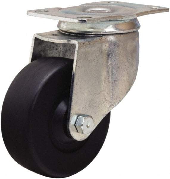 Hamilton - 3-1/2" Diam x 1-1/4" Wide x 4-13/16" OAH Top Plate Mount Swivel Caster - Hard Rubber, 225 Lb Capacity, Self-Lubricating Bearing, 2-1/2 x 3-3/4" Plate - USA Tool & Supply