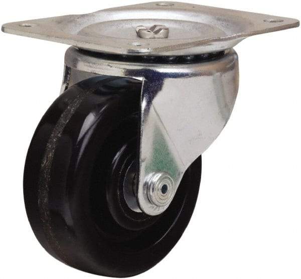 Hamilton - 4" Diam x 1-1/2" Wide x 5" OAH Top Plate Mount Swivel Caster - Phenolic, 375 Lb Capacity, Straight Roller Bearing, 4 x 5-1/8" Plate - USA Tool & Supply