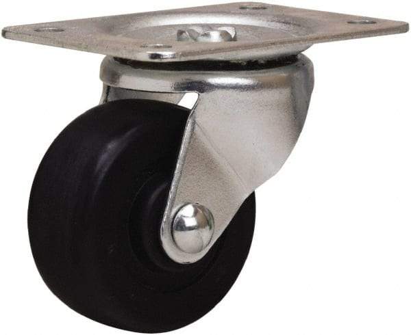 Hamilton - 2-1/2" Diam x 1-1/8" Wide x 3-1/4" OAH Top Plate Mount Swivel Caster - Hard Rubber, 175 Lb Capacity, Self-Lubricating Bearing, 2-1/4 x 4-1/2" Plate - USA Tool & Supply