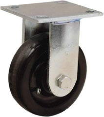 Hamilton - 5" Diam x 1-1/2" Wide x 6-1/8" OAH Top Plate Mount Rigid Caster - Phenolic, 550 Lb Capacity, Straight Roller Bearing, 4 x 4-1/2" Plate - USA Tool & Supply