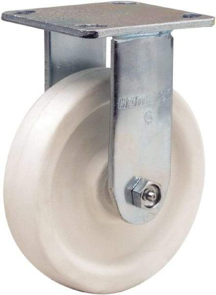 Hamilton - 6" Diam x 1-1/2" Wide x 7-1/2" OAH Top Plate Mount Rigid Caster - Polyolefin, 550 Lb Capacity, Delrin Bearing, 4 x 4-1/2" Plate - USA Tool & Supply