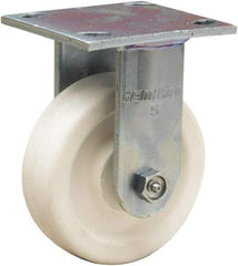 Hamilton - 5" Diam x 1-1/2" Wide x 6-1/2" OAH Top Plate Mount Rigid Caster - Polyolefin, 450 Lb Capacity, Delrin Bearing, 4 x 4-1/2" Plate - USA Tool & Supply