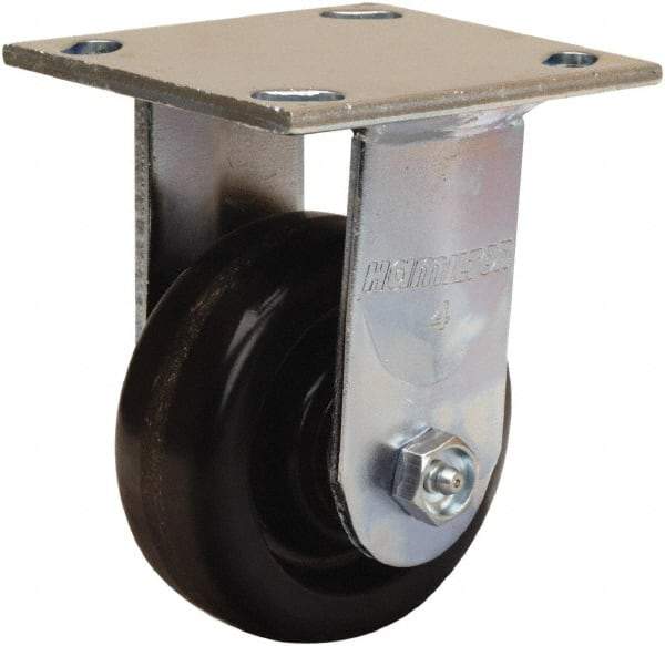 Hamilton - 4" Diam x 1-1/2" Wide x 5-5/8" OAH Top Plate Mount Rigid Caster - Phenolic, 550 Lb Capacity, Straight Roller Bearing, 4 x 4-1/2" Plate - USA Tool & Supply