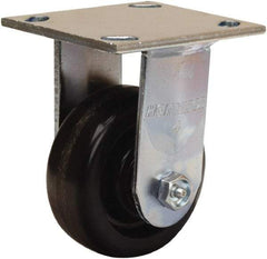 Hamilton - 4" Diam x 1-1/2" Wide x 5-5/8" OAH Top Plate Mount Rigid Caster - Phenolic, 550 Lb Capacity, Straight Roller Bearing, 4 x 4-1/2" Plate - USA Tool & Supply