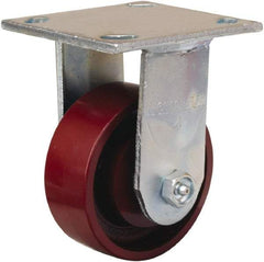 Hamilton - 4" Diam x 1-1/2" Wide x 5-5/8" OAH Top Plate Mount Rigid Caster - Cast Iron, 550 Lb Capacity, Straight Roller Bearing, 4 x 4-1/2" Plate - USA Tool & Supply