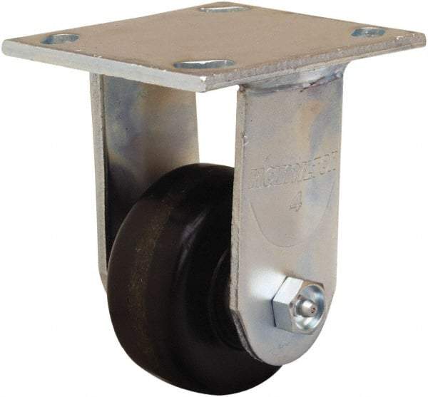 Hamilton - 3-1/4" Diam x 1-1/2" Wide x 5-1/4" OAH Top Plate Mount Rigid Caster - Phenolic, 550 Lb Capacity, Straight Roller Bearing, 4 x 4-1/2" Plate - USA Tool & Supply
