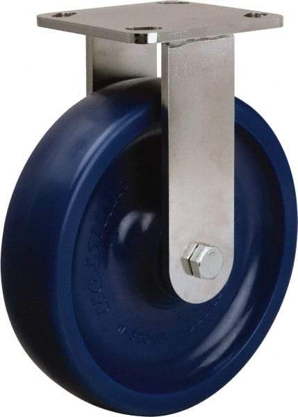 Hamilton - 8" Diam x 2" Wide x 9-1/2" OAH Top Plate Mount Rigid Caster - Polyurethane, 1,500 Lb Capacity, Stainless Steel Double Shielded Precision Ball Bearing, 4 x 4-1/2" Plate - USA Tool & Supply