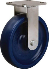 Hamilton - 8" Diam x 2" Wide x 9-1/2" OAH Top Plate Mount Rigid Caster - Polyurethane, 1,000 Lb Capacity, Delrin Bearing, 4 x 4-1/2" Plate - USA Tool & Supply