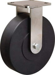 Hamilton - 8" Diam x 2" Wide x 9-1/2" OAH Top Plate Mount Rigid Caster - Nylon, 1,600 Lb Capacity, Stainless Steel Double Shielded Precision Ball Bearing, 4 x 4-1/2" Plate - USA Tool & Supply