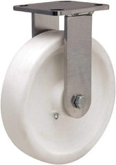 Hamilton - 8" Diam x 2" Wide x 9-1/2" OAH Top Plate Mount Rigid Caster - Polyolefin, 900 Lb Capacity, Delrin Bearing, 4 x 4-1/2" Plate - USA Tool & Supply