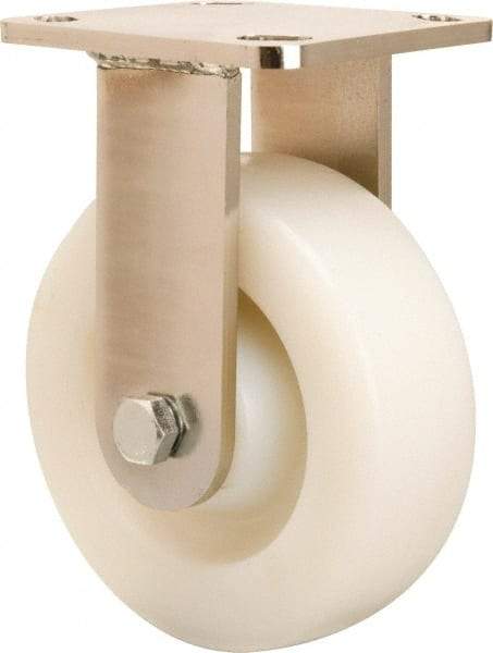 Hamilton - 6" Diam x 2" Wide x 7-1/2" OAH Top Plate Mount Rigid Caster - Nylon, 1,000 Lb Capacity, Stainless Steel Double Shielded Precision Ball Bearing, 4 x 4-1/2" Plate - USA Tool & Supply
