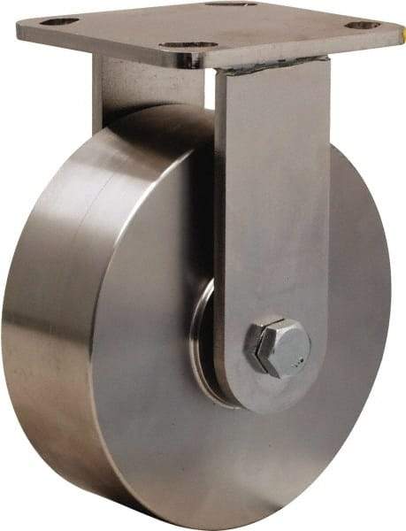 Hamilton - 6" Diam x 2" Wide x 7-1/2" OAH Top Plate Mount Rigid Caster - Forged Steel, 1,200 Lb Capacity, Stainless Steel Double Shielded Precision Ball Bearing, 4 x 4-1/2" Plate - USA Tool & Supply