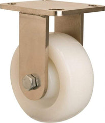 Hamilton - 5" Diam x 2" Wide x 6-1/2" OAH Top Plate Mount Rigid Caster - Nylon, 900 Lb Capacity, Stainless Steel Double Shielded Precision Ball Bearing, 4 x 4-1/2" Plate - USA Tool & Supply