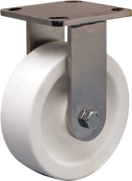 Hamilton - 6" Diam x 2" Wide x 7-1/2" OAH Top Plate Mount Rigid Caster - Polyolefin, 750 Lb Capacity, Delrin Bearing, 4 x 4-1/2" Plate - USA Tool & Supply