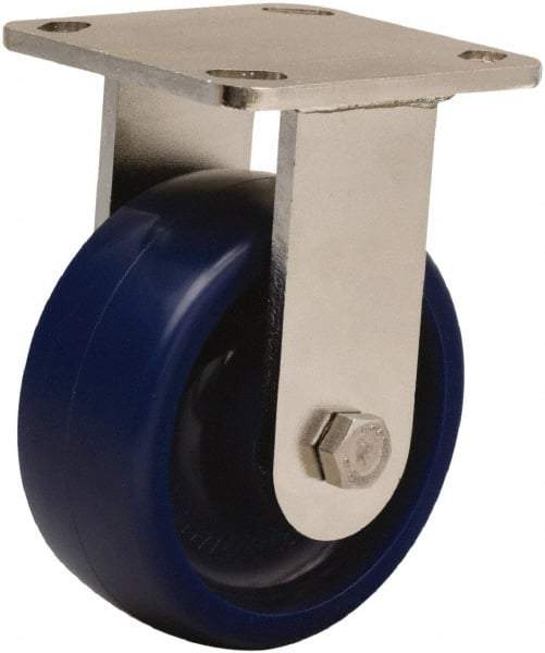 Hamilton - 5" Diam x 2" Wide x 6-1/2" OAH Top Plate Mount Rigid Caster - Polyurethane, 900 Lb Capacity, Delrin Bearing, 4 x 4-1/2" Plate - USA Tool & Supply