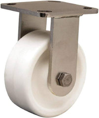 Hamilton - 5" Diam x 2" Wide x 6-1/2" OAH Top Plate Mount Rigid Caster - Polyolefin, 650 Lb Capacity, Delrin Bearing, 4 x 4-1/2" Plate - USA Tool & Supply