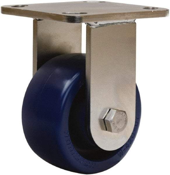 Hamilton - 4" Diam x 2" Wide x 5-5/8" OAH Top Plate Mount Rigid Caster - Polyurethane, 750 Lb Capacity, Delrin Bearing, 4 x 4-1/2" Plate - USA Tool & Supply