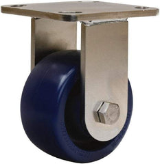 Hamilton - 4" Diam x 2" Wide x 5-5/8" OAH Top Plate Mount Rigid Caster - Polyurethane, 750 Lb Capacity, Delrin Bearing, 4 x 4-1/2" Plate - USA Tool & Supply