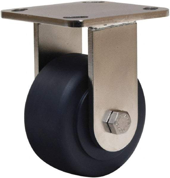 Hamilton - 4" Diam x 2" Wide x 5-5/8" OAH Top Plate Mount Rigid Caster - Nylon, 1,600 Lb Capacity, Stainless Steel Double Shielded Precision Ball Bearing, 4 x 4-1/2" Plate - USA Tool & Supply