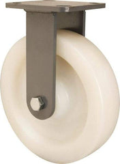 Hamilton - 8" Diam x 2" Wide x 9-1/2" OAH Top Plate Mount Rigid Caster - Nylon, Sealed Precision Ball Bearing, 4 x 4-1/2" Plate - USA Tool & Supply