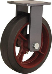 Hamilton - 8" Diam x 2" Wide x 9-1/2" OAH Top Plate Mount Rigid Caster - Rubber Mold on Cast Iron, 500 Lb Capacity, Tapered Roller Bearing, 4 x 4-1/2" Plate - USA Tool & Supply