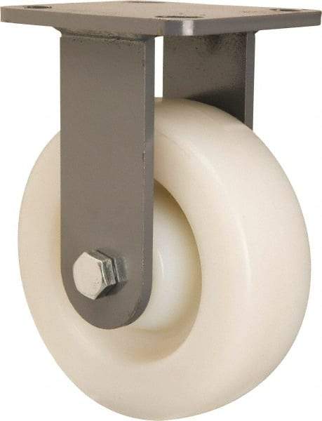 Hamilton - 6" Diam x 2" Wide x 7-1/2" OAH Top Plate Mount Rigid Caster - Nylon, Sealed Precision Ball Bearing, 4 x 4-1/2" Plate - USA Tool & Supply