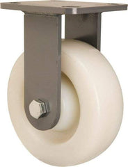 Hamilton - 6" Diam x 2" Wide x 7-1/2" OAH Top Plate Mount Rigid Caster - Nylon, Sealed Precision Ball Bearing, 4 x 4-1/2" Plate - USA Tool & Supply