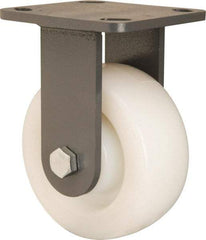 Hamilton - 5" Diam x 2" Wide x 6-1/2" OAH Top Plate Mount Rigid Caster - Nylon, Sealed Precision Ball Bearing, 4 x 4-1/2" Plate - USA Tool & Supply