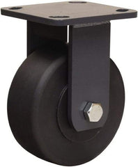Hamilton - 5" Diam x 2" Wide x 6-1/2" OAH Top Plate Mount Rigid Caster - Nylon, 2,000 Lb Capacity, Sealed Precision Ball Bearing, 4 x 4-1/2" Plate - USA Tool & Supply