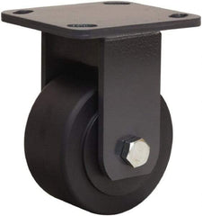Hamilton - 4" Diam x 2" Wide x 5-5/8" OAH Top Plate Mount Rigid Caster - Nylon, 2,000 Lb Capacity, Sealed Precision Ball Bearing, 4 x 4-1/2" Plate - USA Tool & Supply