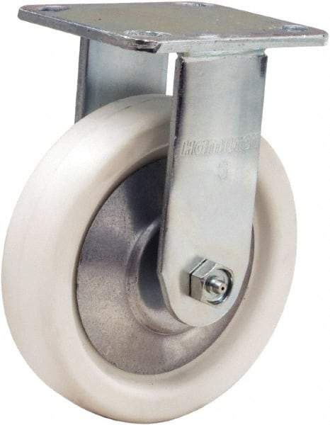 Hamilton - 6" Diam x 1-1/2" Wide x 7-1/2" OAH Top Plate Mount Rigid Caster - Polyolefin, 525 Lb Capacity, Delrin Bearing, 4 x 4-1/2" Plate - USA Tool & Supply