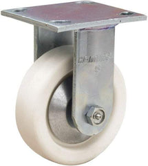 Hamilton - 5" Diam x 1-1/2" Wide x 6-1/2" OAH Top Plate Mount Rigid Caster - Polyolefin, 400 Lb Capacity, Delrin Bearing, 4 x 4-1/2" Plate - USA Tool & Supply