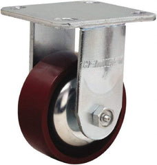 Hamilton - 4" Diam x 1-1/2" Wide x 5-5/8" OAH Top Plate Mount Rigid Caster - Cast Iron, 550 Lb Capacity, Straight Roller Bearing, 4 x 4-1/2" Plate - USA Tool & Supply