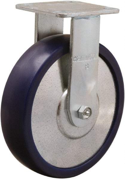 Hamilton - 8" Diam x 2" Wide x 9-1/2" OAH Top Plate Mount Rigid Caster - Polyurethane, 900 Lb Capacity, Sealed Precision Ball Bearing, 4 x 4-1/2" Plate - USA Tool & Supply